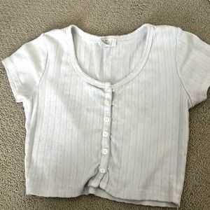 white button crop top